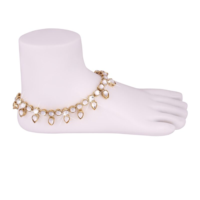 I Jewels Traditional Gold Plated Kundan Payal Anklets Jewellery for Women & Girls (A015LW) - Image 2