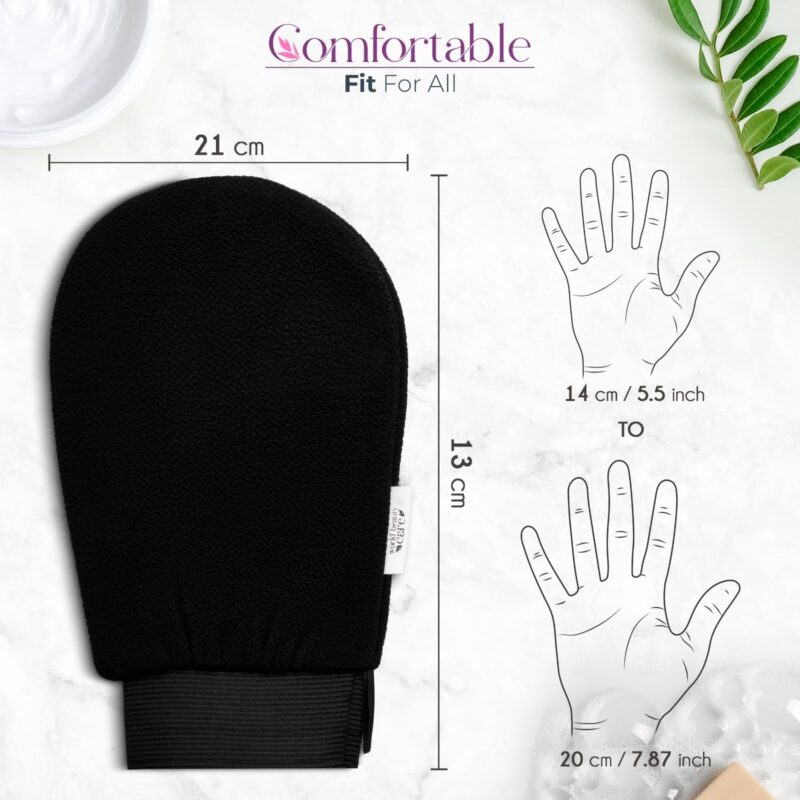 WBC WORLDBEAUTYCARE WBC Body Exfoliating Glove - Pure Viscose Fibre, Double-Layered Exfoliating Body Glove for Dead Skin, Tan Removal for Face and Body by WORLDBEAUTYCARE (Black) - Image 4