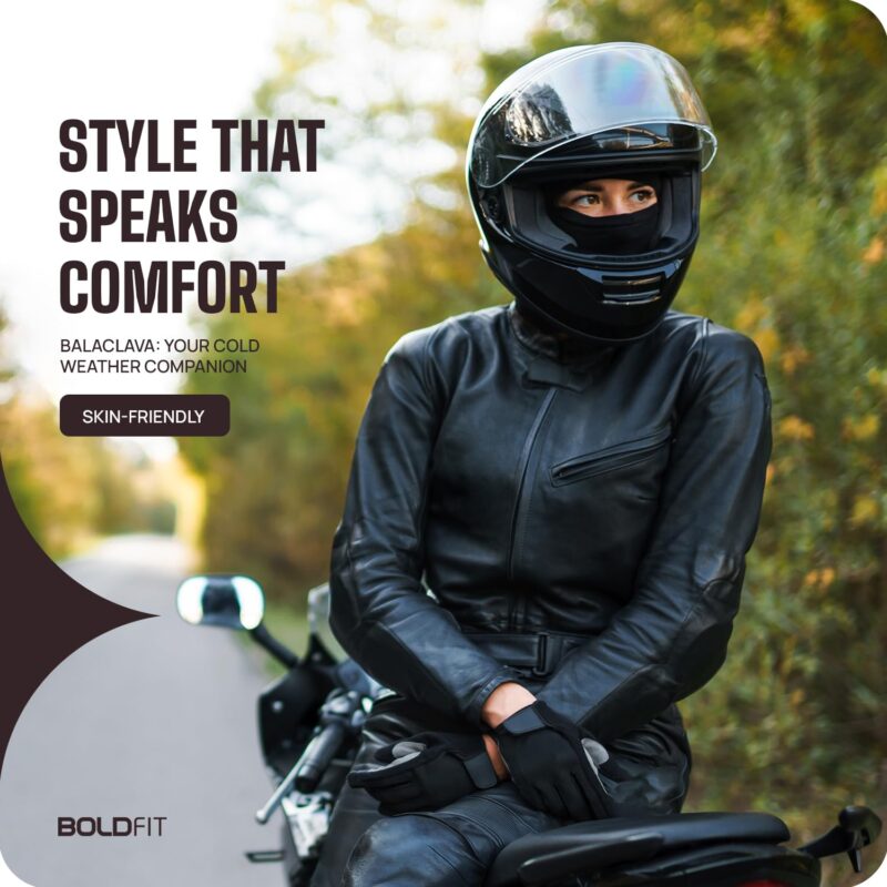 Boldfit face mask for Bikers Full face mask for Bikers Helmet Head Cover Balaclava for Men Bike Riding & Biker Head Cover for Helmet for Men Balaclava for Adult Black Masks for Bike Riding - Black - Image 4