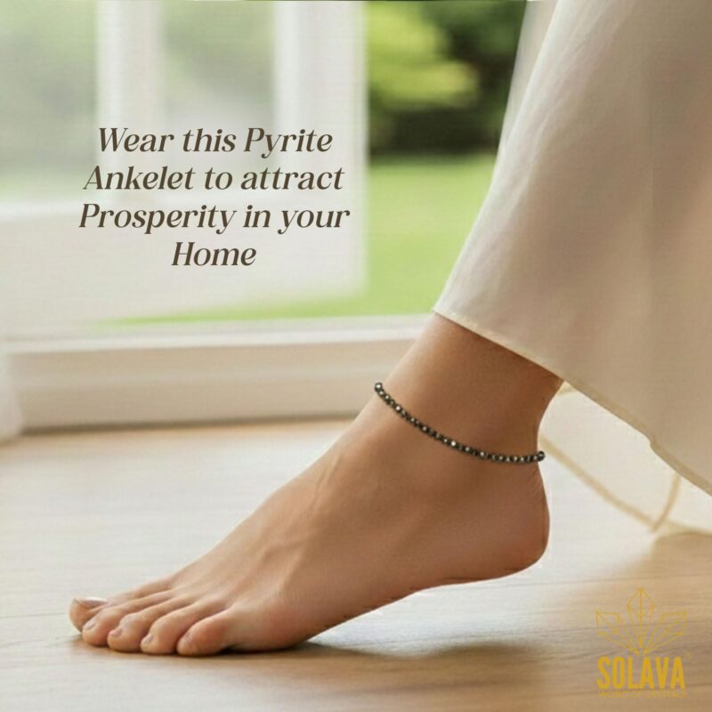 SOLAVA Raw Pyrite Anklet Original Certified | Pyrite Payal for Women | Natural Raw Stone Anklet | Original Crystal Payal for Money and Wealth - Image 4