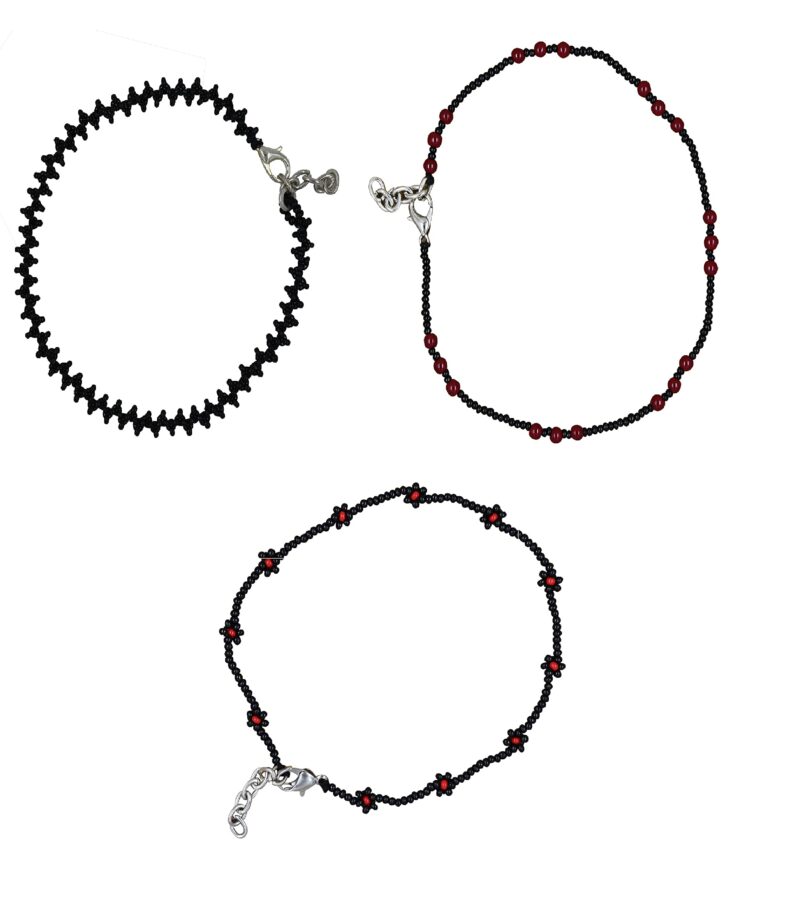 Prapti Handicrafts Beads Anklets Barefoot Jewelry/Foot Wear Payal for Women/Girls (Pack of 3)