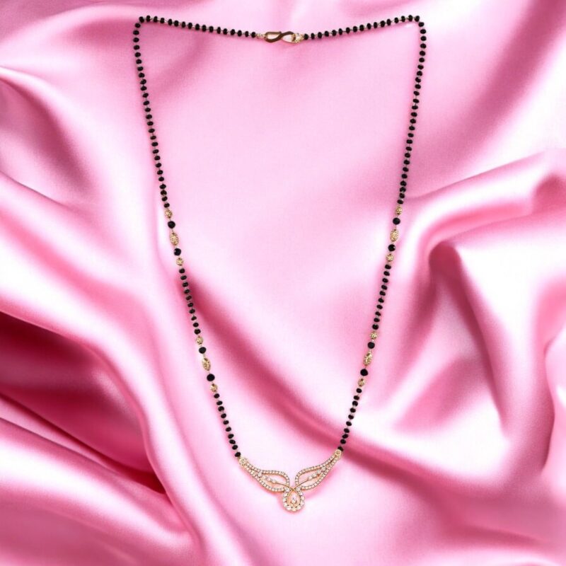 Nilu's Collection Rose Gold Plated Mangalsutra With Black Bead Chain For Women (Style 4) - Image 2