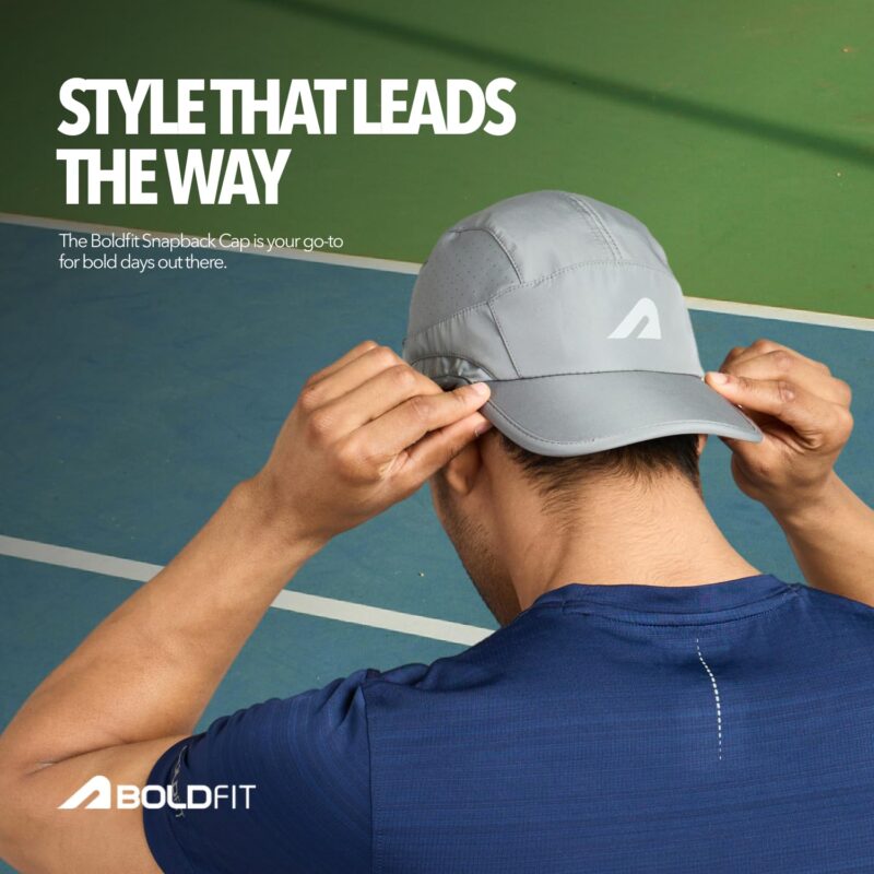 Boldfit Cap for Men Snapback Mens Cap Stylish Quick Dry Unisex Mens Caps for Women Sun Protection HeadCap for Boys Sports Headwear for Man Summer Caps for Men Baseball, Cricket - Gray - Image 2