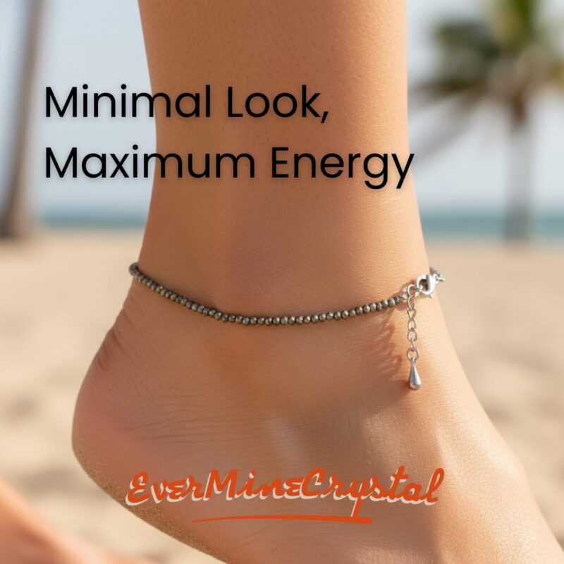 EverMineCrystal Raw Pyrite Anklet | Stone of Money, Protection & Power | Natural Healing Crystal Anklet for Women | Spiritual Jewellery for Women | Gift for Woman & Girlfriend - Image 3