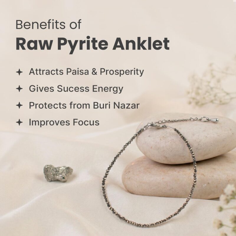 Astrotalk Raw Pyrite Anklet | Stone of Money, Protection & Power | Adjustable Pyrite Anklet for Women | Best Gift Items | Spiritual Jewellery for Women | Valentine Gift for Girlfriend - Image 3