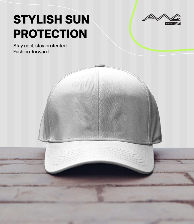 AWG ALL WEATHER GEAR Baseball Cap for Men – Pack of 1 (White) | UPF 50+ Sun Protection, Moisture-Wicking, Adjustable Strap | Lightweight Polyester for Gym, Cricket, Running & Golf - Image 2