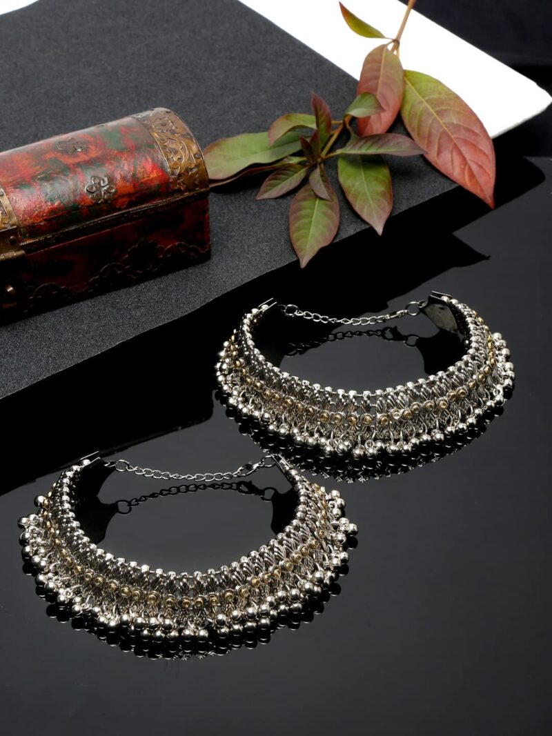 YouBella Jewellery German Silver Plated Stylish Handmade Pure Original Fancy Gifts Anklets for Girls and Women (Style 4) - Image 3