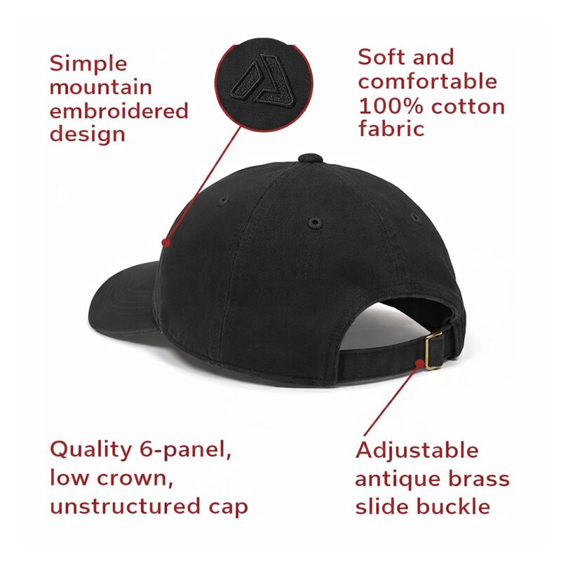 Aprodo Adjustable Cap for Men & Women | Lightweight Breathable Unisex Hat for Sun Protection | Ideal Headwear for Workout, Travel, Outdoor Activities & Sports | One Size Fits for All (Black) - Image 6