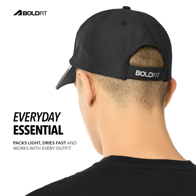 Boldfit Head Caps for Men Unisex Mens Caps with Adjustable Strap in Summer for Men Caps Men for All Sports Cap for Girls caps Gym Caps for Men Women Cap Sports Caps for Men - Black - Image 5