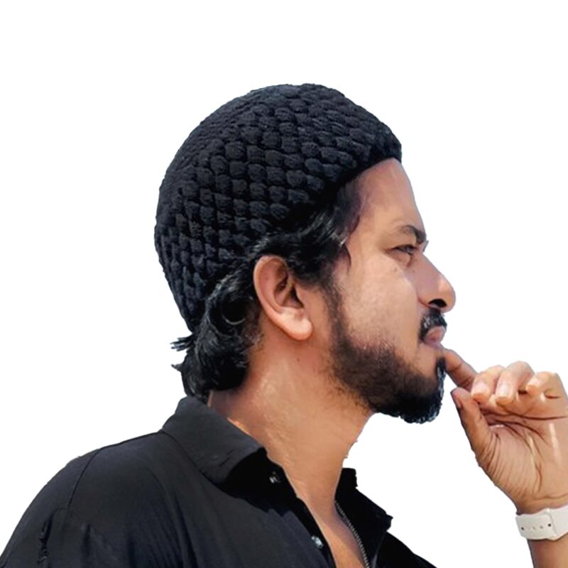 H7 Islamic Namaz Topi for Men Muslim Cap Prayer Cap Handwoven Handmade Wool Prayer Cap Topi for Men and Women | Stylish | Black
