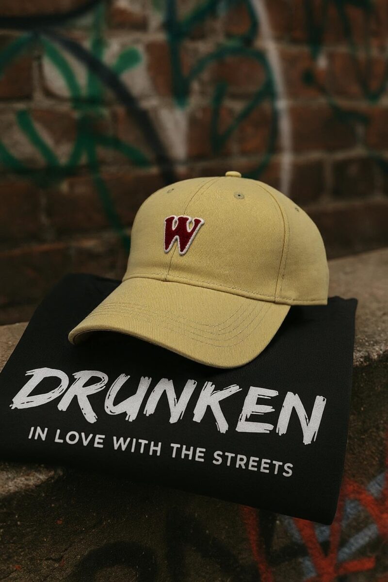 DRUNKEN Cap for Men Women Topi Unisex Head Branded Caps Adjustable Strap Summer Sports Cricket Gym Dance Cotton Free Size Woolen Fashion Baseball Hip Hop Helmet Winter Snapback (Cream) - Image 2
