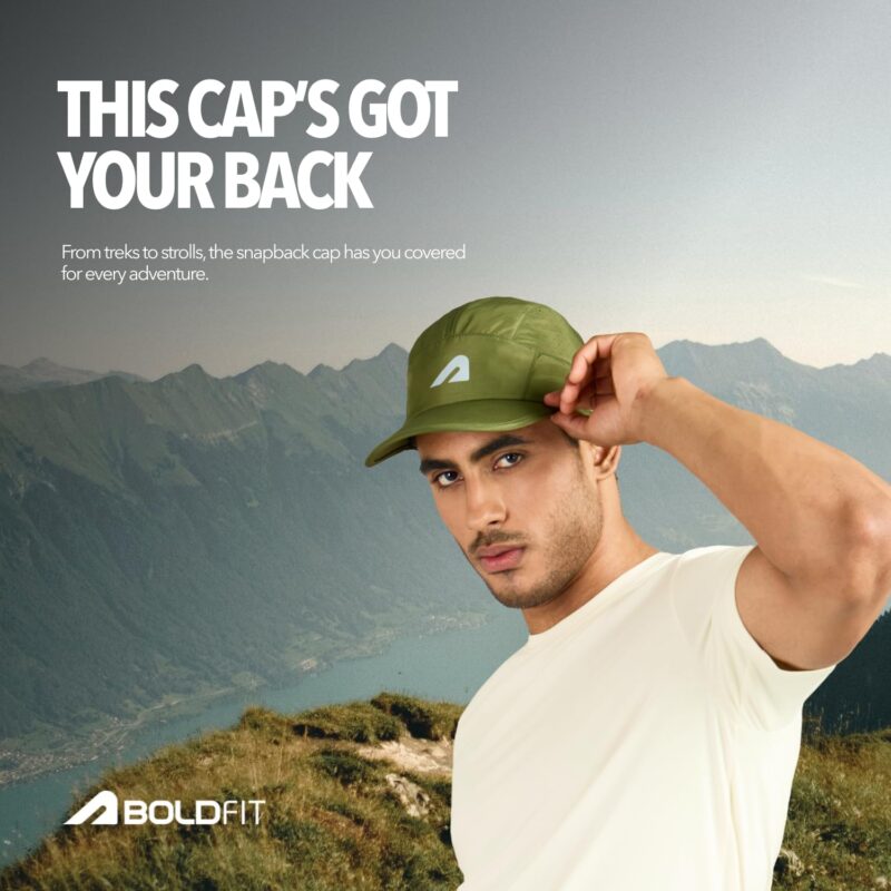 Boldfit Cap for Men Snapback Mens Cap Stylish Quick Dry Unisex Mens Caps for Women Sun Protection HeadCap for Boys Sports Headwear for Man Summer Caps for Men Baseball, Cricket - Army Green - Image 5