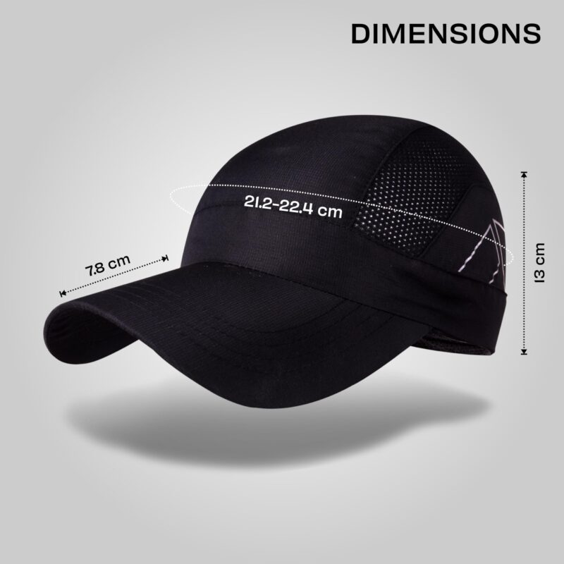 Nivia Aero Unisex Sports Cap, Lightweight Brick Dobby Weave Fabric, Built-in Vent Mesh Zones with Adjustable Strap for Outdoor Sports, Running, Training (Black) - Image 7