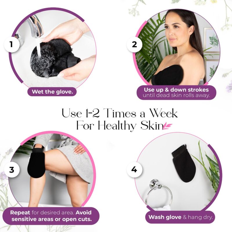 WBC WORLDBEAUTYCARE WBC Body Exfoliating Glove - Pure Viscose Fibre, Double-Layered Exfoliating Body Glove for Dead Skin, Tan Removal for Face and Body by WORLDBEAUTYCARE (Black) - Image 2