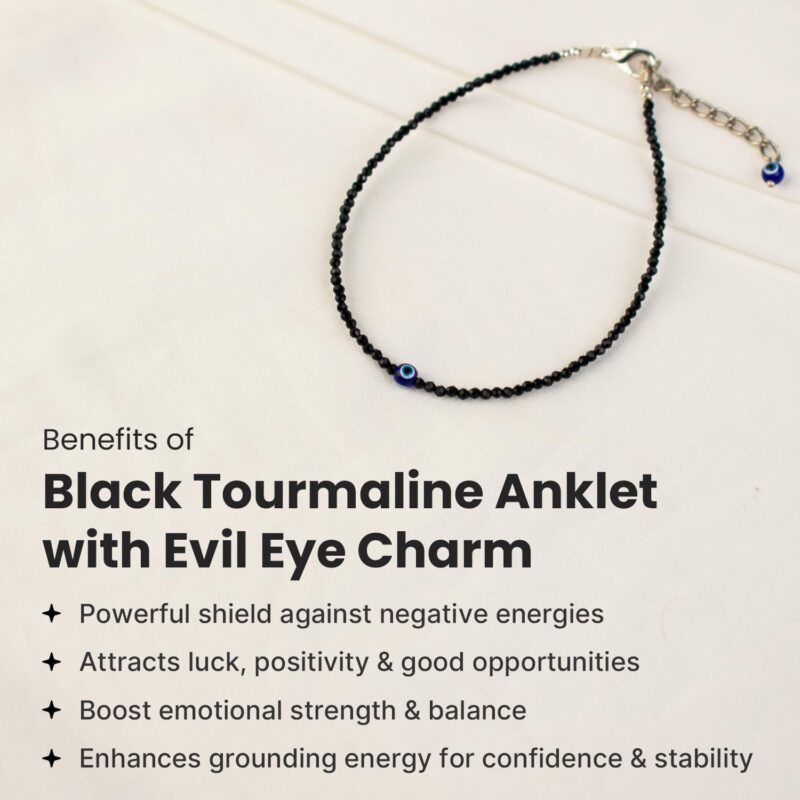 Astrotalk Evil Eye Anklet for woman with Black Tourmaline | Stone of Protection, Balance & Positivity | Spiritual Anklet for Women | Best Gift for Woman | Spiritual Jewellery for Women | Valentine Gift for Girlfriend - Image 3