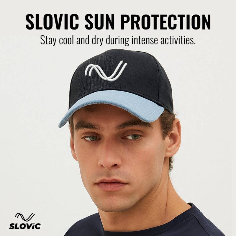 SLOVIC Men Cotton Cap Stylish | Cap with Adjustable Straps | Summer Caps & All Sports - Cricket, Football | Comfortable Fit Baseball Caps & | Free Size | Black - Image 2
