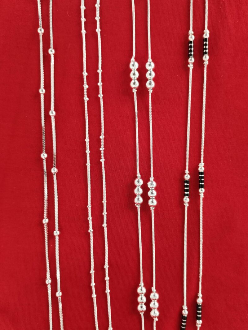 curesta 4-Pair Anklet Combo for Women – Trendy Silver & Black Payal Set | Stylish Dailywear & Ethnic Anklets | Traditional Foot Jewelry for Girls & Ladies - Image 2