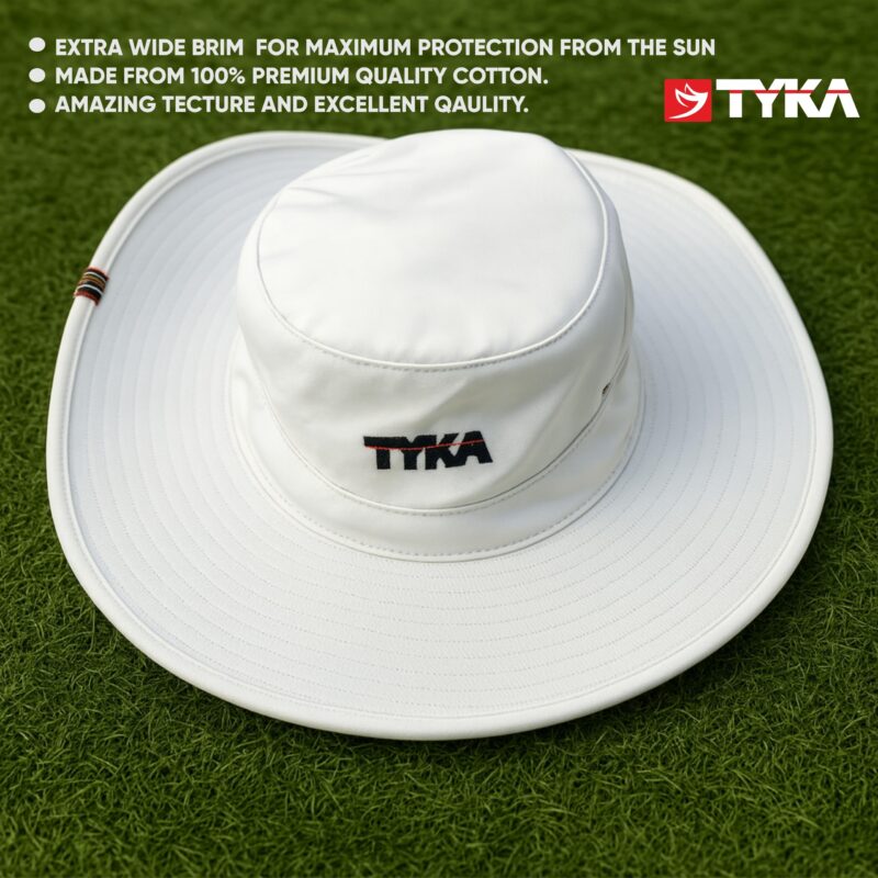 TYKA Cricket Umpire Panama Hat | Wide Brim Sun Protection Hat with Sweat-Absorbent Towel Lining | Lightweight & Breathable Headwear for Cricket Matches (in, Alpha, L, Off White) - Image 3