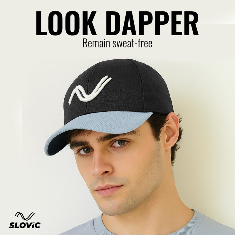 SLOVIC Men Cotton Cap Stylish | Cap with Adjustable Straps | Summer Caps & All Sports - Cricket, Football | Comfortable Fit Baseball Caps & | Free Size | Black - Image 4