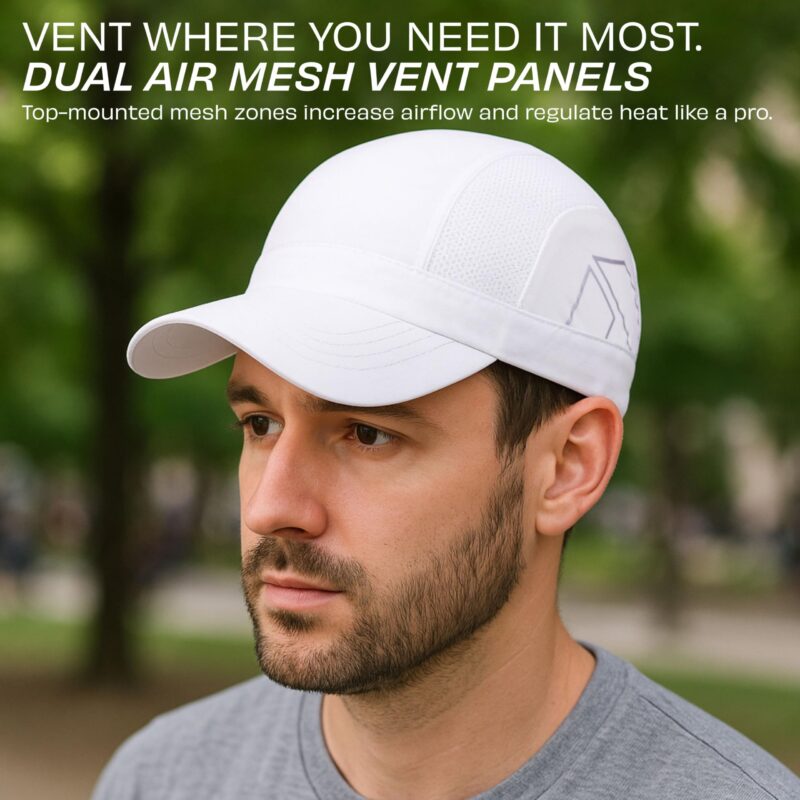 Nivia Aero Unisex Sports Cap, Lightweight Brick Dobby Weave Fabric, Built-in Vent Mesh Zones with Adjustable Strap for Outdoor Sports, Running, Training (White) - Image 3