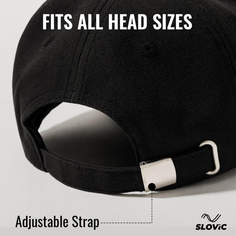 SLOVIC Men Cotton Cap Stylish | Cap with Adjustable Straps | Summer Caps & All Sports - Cricket, Football | Comfortable Fit Baseball Caps & | Free Size | Black - Image 3