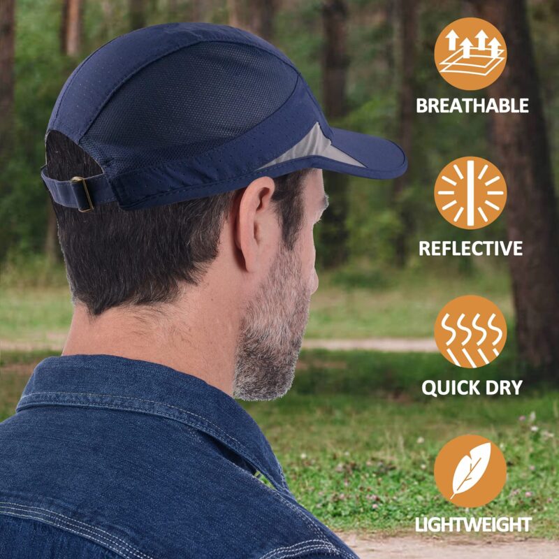 HSR Unstructured Reflective Lightweight Breathable Stylish Sports Soft Hat Cap For Men And Women (Navy Blue, Polyester, Free Size) - Image 3