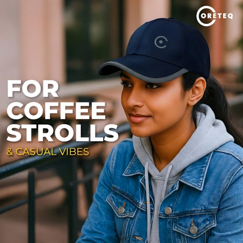 Coreteq Dry Fit Cap for Men & Women Original Branded Baseball Caps for Mens Summer | Cricket Gym Accessories for Man | Lightweight Breathable Waterproof UV Sun Protection Topi Hat | Adjustable, Navy - Image 5