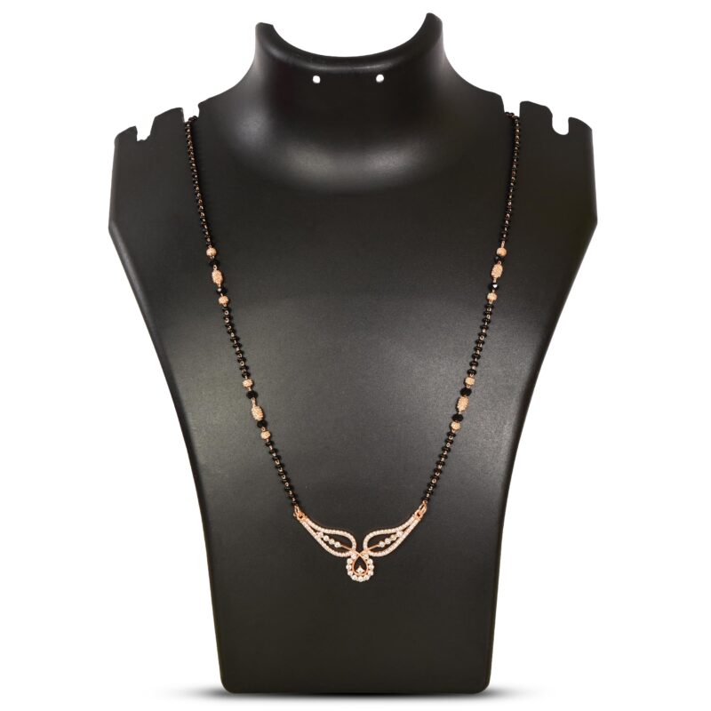 Nilu's Collection Rose Gold Plated Mangalsutra With Black Bead Chain For Women (Style 4) - Image 5