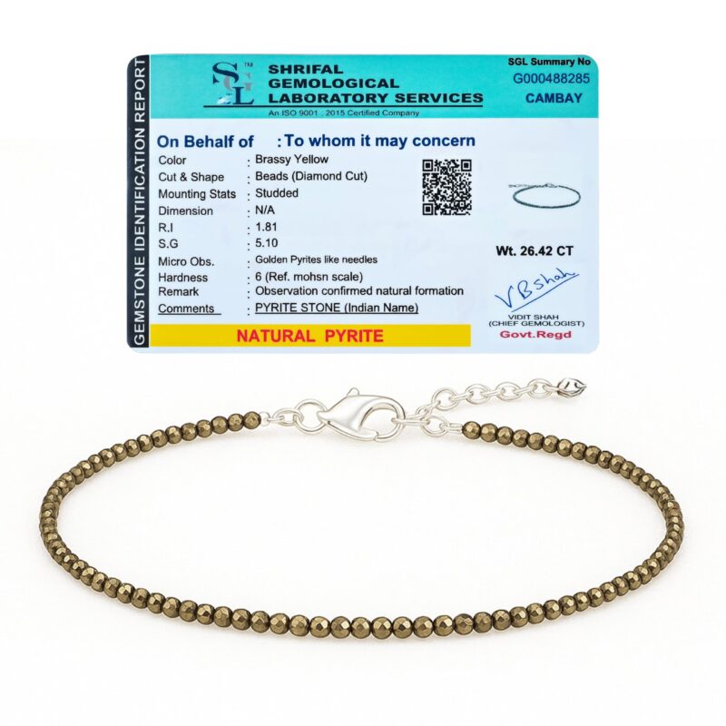 Crocon Pyrite Anklet for Women | Natural Raw Pyrite Stone Anklet | Money Magnet Crystal Jewelry for Prosperity, Protection & Power | Adjustable Handmade Healing Jewelry | Gift for Girlfriend, Wife & Sister