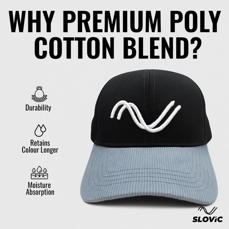 SLOVIC Men Cotton Cap Stylish | Cap with Adjustable Straps | Summer Caps & All Sports - Cricket, Football | Comfortable Fit Baseball Caps & | Free Size | Black - Image 5