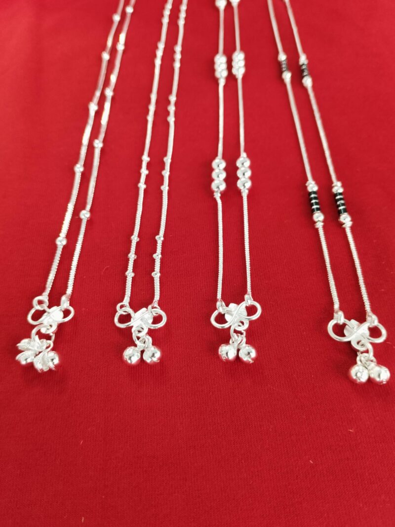 curesta 4-Pair Anklet Combo for Women – Trendy Silver & Black Payal Set | Stylish Dailywear & Ethnic Anklets | Traditional Foot Jewelry for Girls & Ladies - Image 4