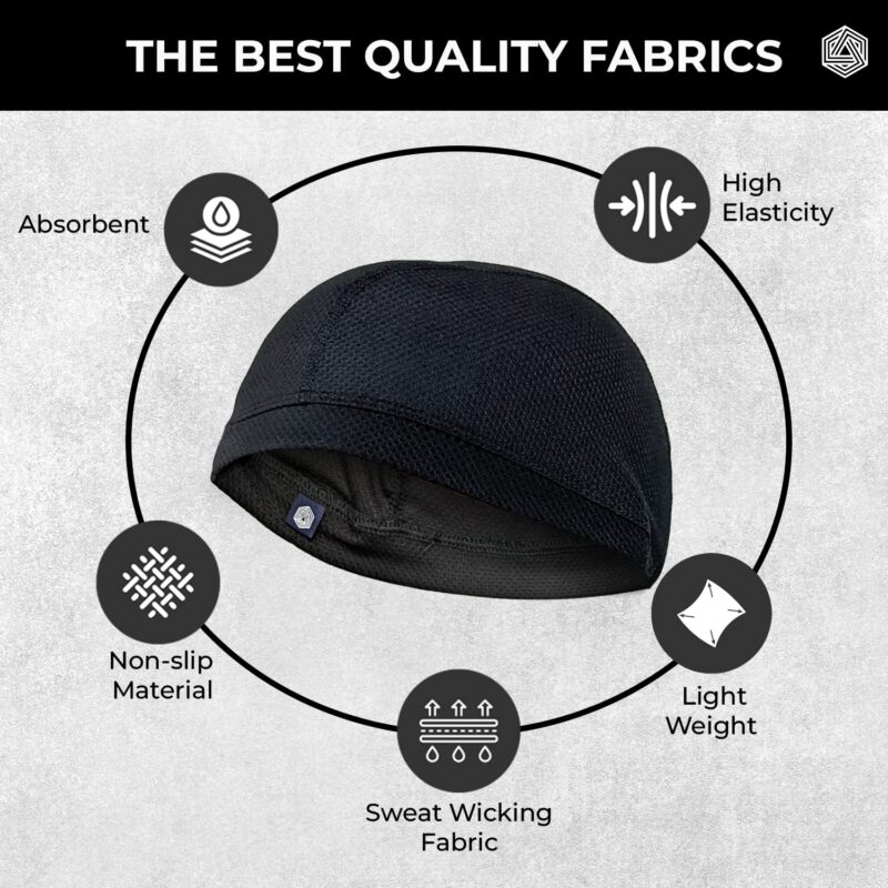 Boldfit Helmet Skull Cap for Men Bike Cotton Head for Man Motorcycle Hair Cover for Bikers Sweat Cooling Toppa for Cycling Gear Accessories for Summer and All Season Boys, Girls & Women - Black - Image 2