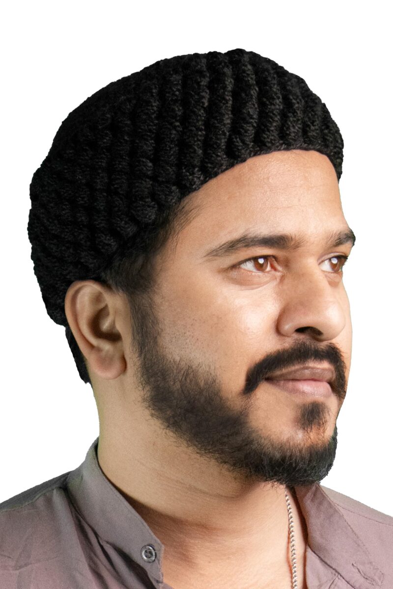 H7 Haven Prayer Caps for Muslims Islamic Namaz Topi for Men Handmade Knitted | Black