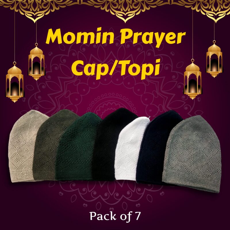 Muslim Prayer Cap for Men, Topi Cap for Muslim Namaz, Islamic Prayer Caps for Muslims, Taqiyah Takke Turkish Stylish Sufi Knitting Cap Cotton (Pack of 7 Any 6 Colours + 1 White Family Pack) - Image 4
