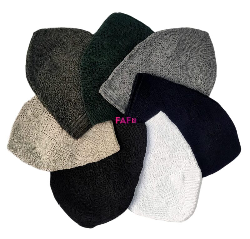 Muslim Prayer Cap for Men, Topi Cap for Muslim Namaz, Islamic Prayer Caps for Muslims, Taqiyah Takke Turkish Stylish Sufi Knitting Cap Cotton (Pack of 7 Any 6 Colours + 1 White Family Pack) - Image 2