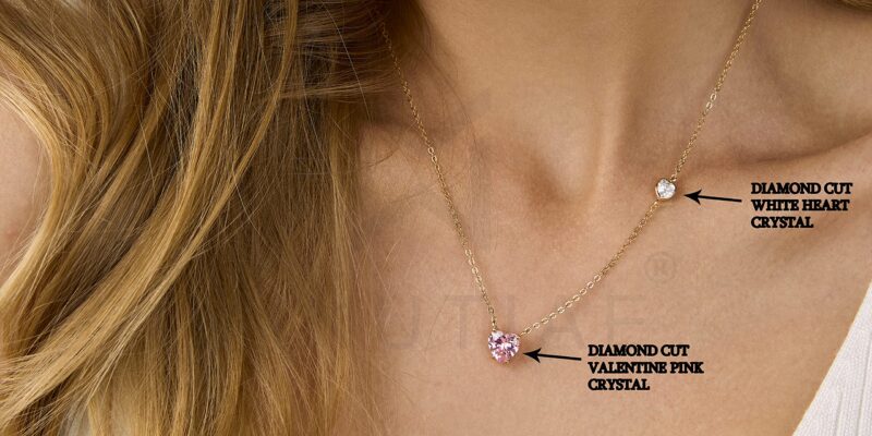 MINUTIAE Love Heart Shape With Pink & White Diam Gold Plated Pendant Necklace for Girls And Women with Extendable Chain - Image 6
