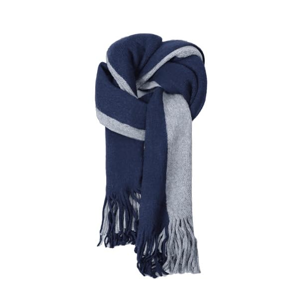 Alexvyan Fashions Two Color Extra Soft MicroFibre Cashmere Knitted Mufflers Cum Scarves Cum Stoles Woolen Men and Women Casual Scarf Soft and Warm Muffler (Blue and Grey) - Image 7