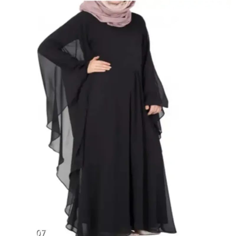 Women's Pure Cotton Muslim Abaya Burqa with Hijab | Dubai Style Kaftan with Front Patti & Sleeves Embroidery for Eid & Ramjan (Free Size) - Image 3