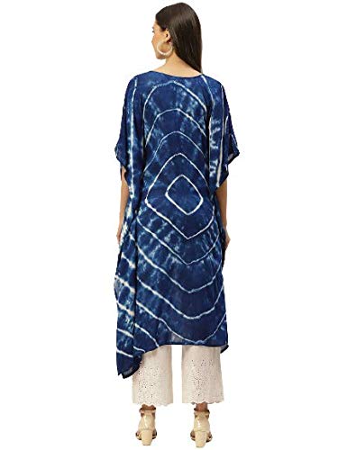 Maaesa Women Handcrafted Tie & Dye Rayon Crepe Kaftan Kurta | Casual Wear | Flowy Kaftan Style | Lightweight & Breathable Fabric - Image 3
