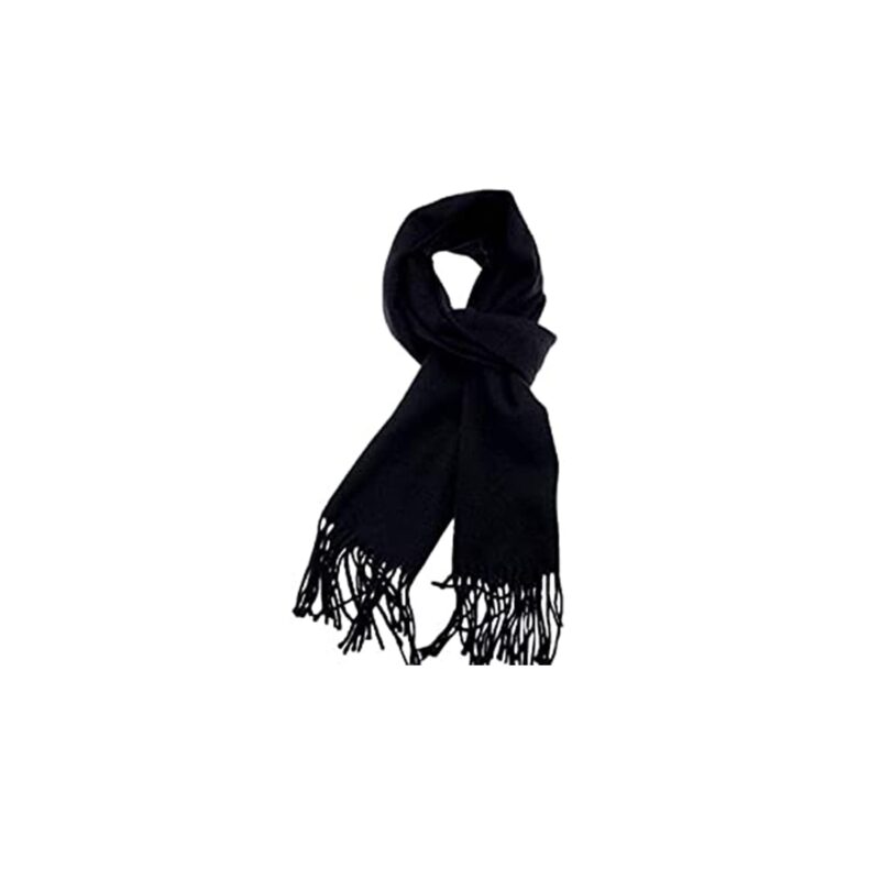 Raur Unisex Stripped New Woollen New SolId Black Muffler (Multicolour)