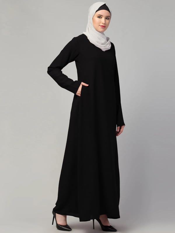 Muslim Closet Women's Inner Abaya Dress With Side Pocket Made with Nida Matte Fabric - Image 4