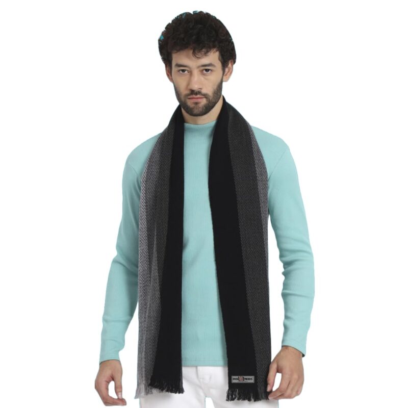 Premium Men's Warm And Stylish Woolen Muffler With Multicolour Stripes And Stylish Tussles Ends - 70 Inches * 11 Inches (P3)