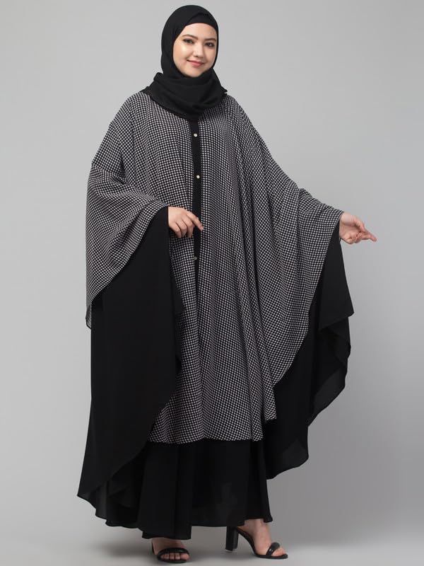 Muslim Closet Dual Layer Kaftan With A Front Open Shrug And A Kaftan - Made with Nida Matte And Georgette for Women and Girls - Image 4