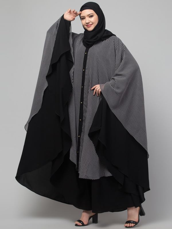 Muslim Closet Dual Layer Kaftan With A Front Open Shrug And A Kaftan - Made with Nida Matte And Georgette for Women and Girls - Image 3