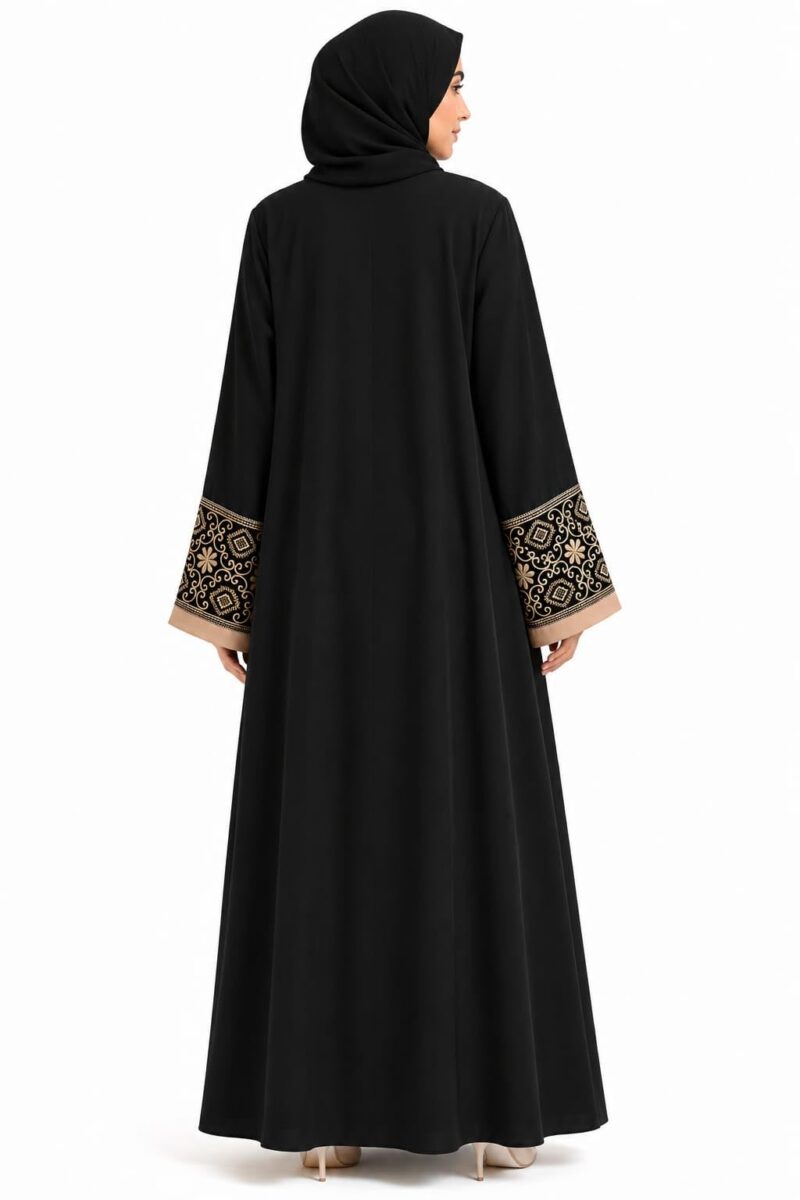 Women's Pure Cotton Muslim Abaya Burqa with Hijab | Dubai Style Kaftan with Side Patti for Eid & Ramzan (Free Size) - Image 2