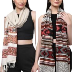 TRIJAL Women's Mufflers, Soft and Warm (3patti cream tiger)