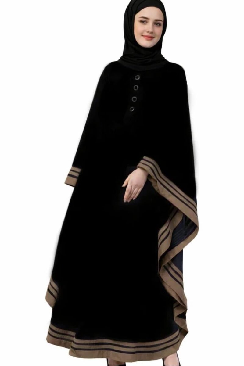 Women's Pure Cotton Abaya Burkha with Dupatta Dubai Style Side Patti Irani Burkha with Dupatta Kaftan Abaya Dress for Women (Free Size)