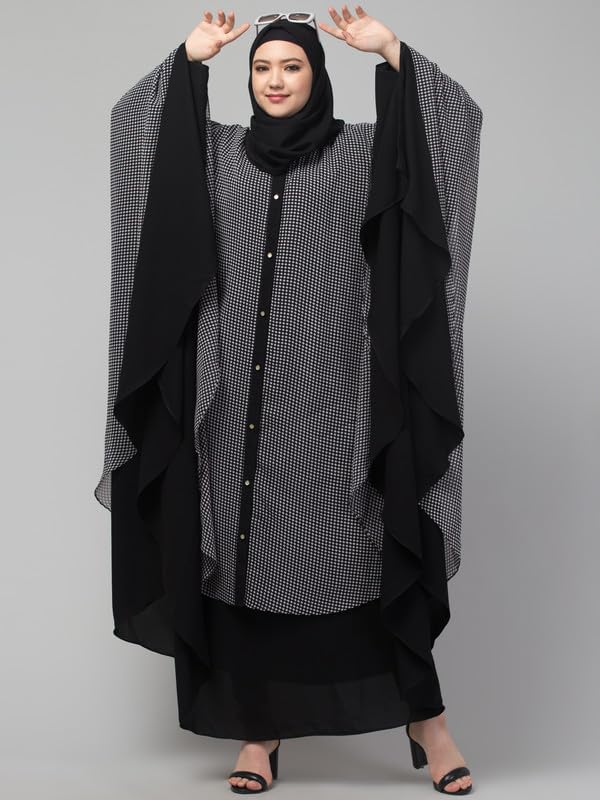 Muslim Closet Dual Layer Kaftan With A Front Open Shrug And A Kaftan - Made with Nida Matte And Georgette for Women and Girls - Image 7