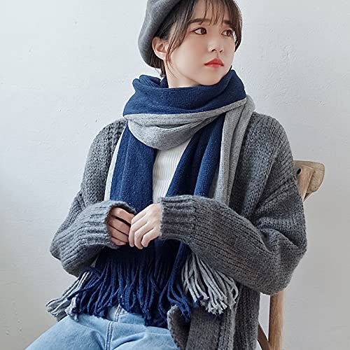 Alexvyan Fashions Two Color Extra Soft MicroFibre Cashmere Knitted Mufflers Cum Scarves Cum Stoles Woolen Men and Women Casual Scarf Soft and Warm Muffler (Blue and Grey) - Image 2