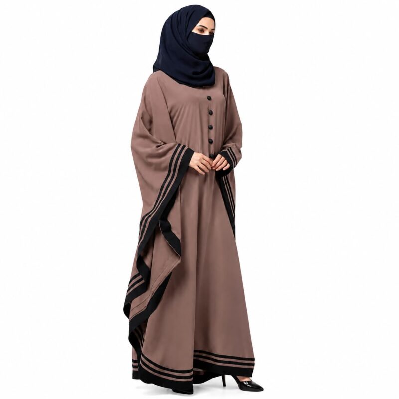Women's Pure Cotton Muslim Abaya Burqa with Hijab | Dubai Style Kaftan with Side Patti for Eid & Ramzan (Free Size) - Image 3